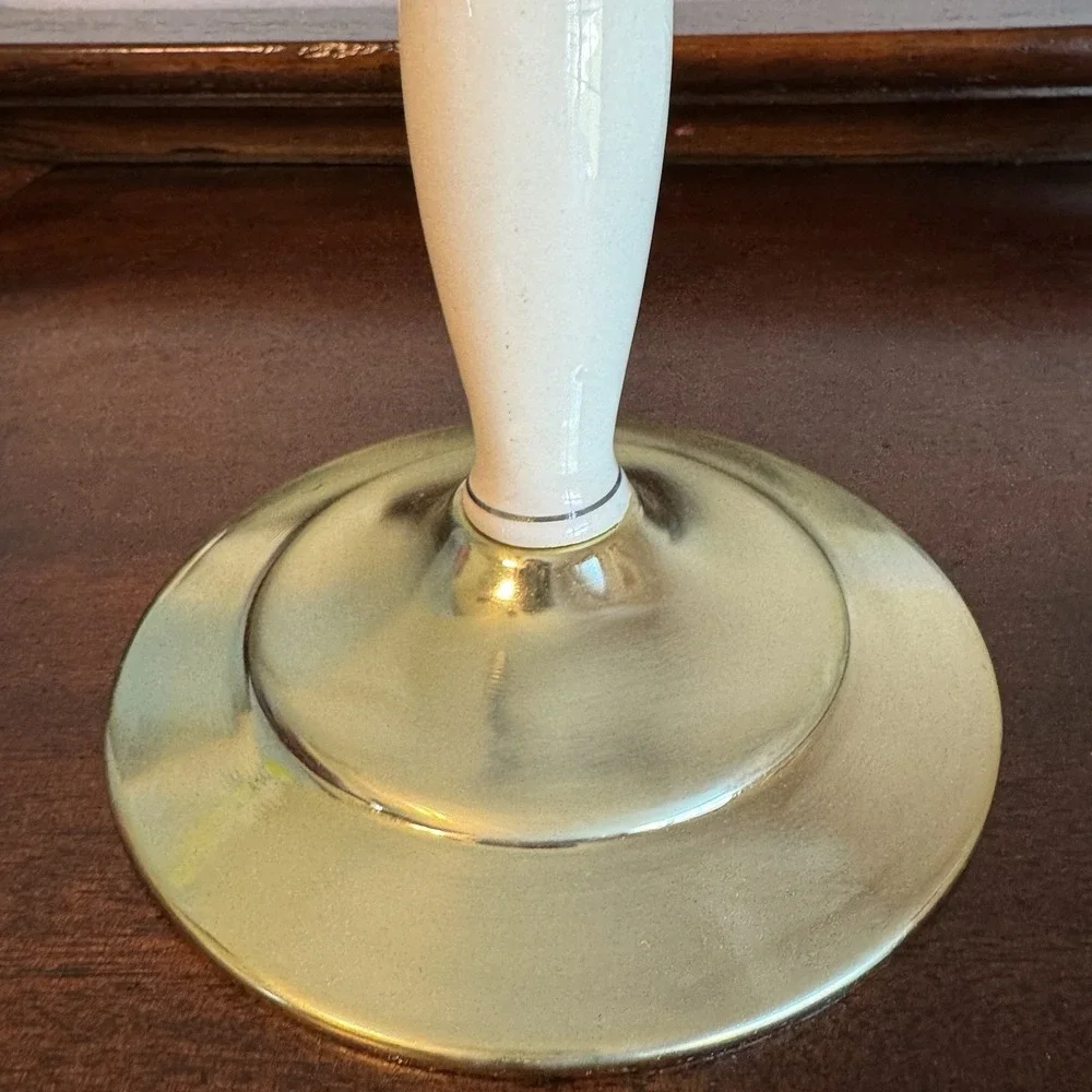 Vintage Two Sided Pedestal Mirror Ceramic Metal 11.75